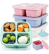 Caperci 4 Pack Bento Snack Boxes Lunchable Containers for Kids & Adults, Wheat Straw 4-Compartmen...