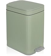 rejomiik Small Bathroom Trash Can with Lid Slim Soft Close Garbage Can Step Wastebasket Container...