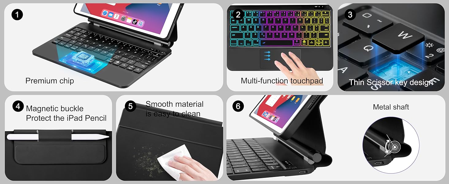 For iPad 9th 8th 7th Generation Keyboard Case