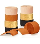 Thanksgiving Party Decorations, 8 Rolls Black Orange Gold Crepe Paper Streamers, Paper Tassels Pa...