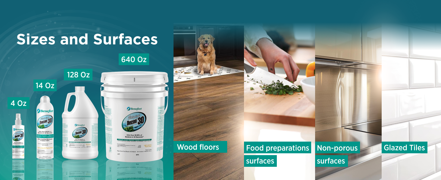 Optimal for non-porous surfaces like counter tops, computer keyboards, levers and handles