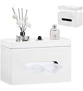 PU Leather Tissue Box Cover Rectangle with Detachable Storage Tray,Fits 230-Count Box Tall Rectan...