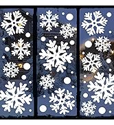 Ivenf Christmas Decorations Indoor Decor: 8 Sheets Extra Large White Snowflake Christmas Window C...