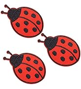 U-Sky Sew or Iron on Patches, 3pcs Cute Ladybug Patches for Clothing, Funny Animal Motif Design P...