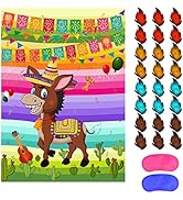 ASTARON Pin The Tail on The Donkey Mexican Donkey Game with 24pcs Tail Stickers for Cinco De Mayo...