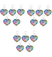 TENDYCOCO 15 Pcs Sparkling Key Ring Pendent Keychain Shiny Charm Keychain Flip Sequin Keychains C...