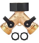 Sanpaint Garden Hose Splitter 2 Way Heavy Duty, Y Connector Brass Garden Hose Adapter, Hose Bib S...