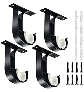 Ceiling Curtain Rod Bracket, 4 Pack Heavy Duty Curtain Rod Holders, Aluminum Alloy, Black Ceiling...
