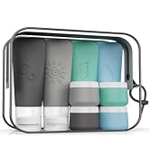 KLKE 20-Piece Silicone Travel Bottles Set – TSA Approved Leakproof Toiletry Kit with Flat Easy-Sq...