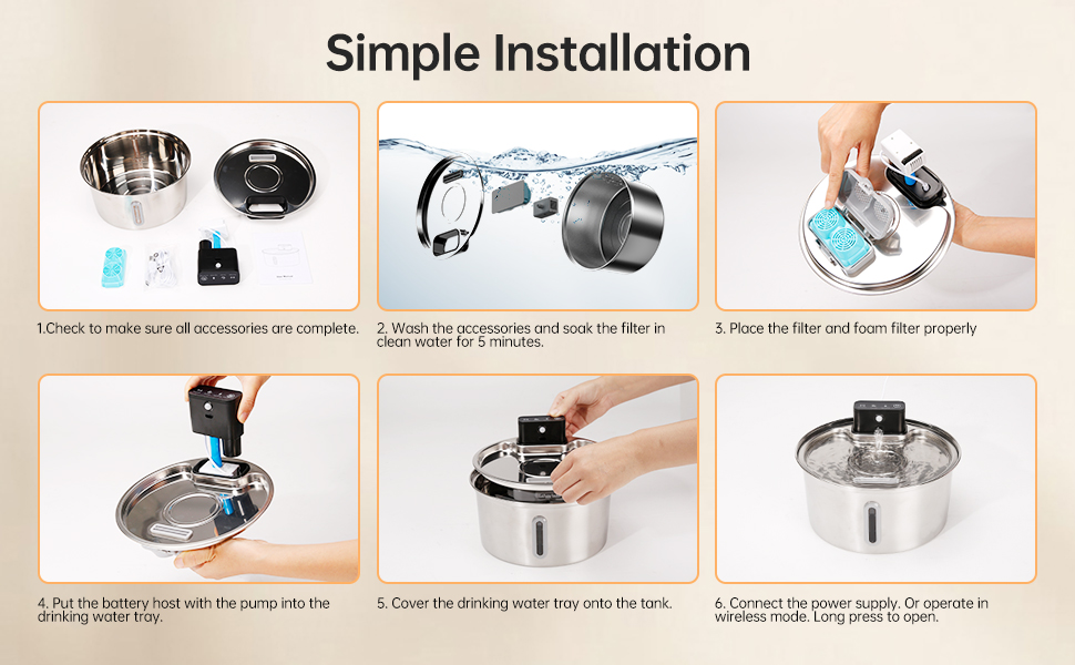 cat water fountain wireless quiet pump drinking automatic indoor