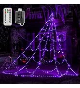 Ollny Halloween Lights Outdoor 454 LED Spider Web Lights Purple Halloween Decorations, 17FT Tall ...