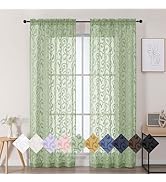WelvetBLK Sage Green Sheer Curtains 84 Inches Long 2 Panels Set for Bedroom Living Room, Soft Sol...