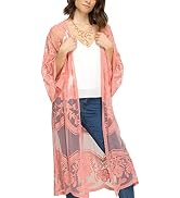 FaroDor Women's Flowy Bathing Suit Kimono Cardigan Lace Crochet Swimwear Floral Cover Ups