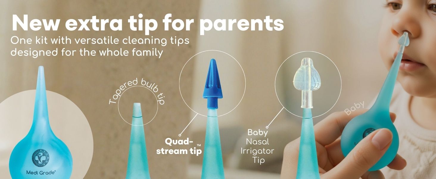 the ear bulb syringe with an extra tip for parents