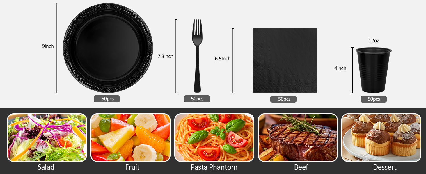 black plastic plates for party