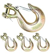 4Pack Clevis Slip Hook, 3/8 Inch Safety Latch Hook, Heavy Duty Forged G70 Chain Hook for Truck Tr...