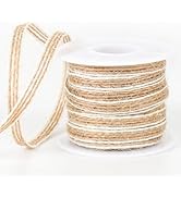 Sentoyou Burlap Ribbon for Gift Wrapping - 1/4 inch 10Yard Natural Burlap Fabric Ribbon for Chris...