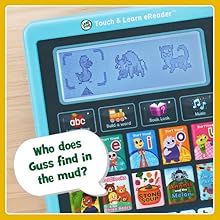eReader: Who does Guss find in the mud? Screen shows 3 different choices for the kid to choose.