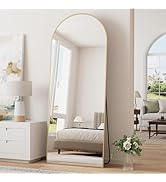 TinyTimes 70''x26'' Full Length Mirror, Arched Floor Mirror with Stand, Full Body Mirror, Large M...