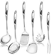 Hunnycook Stainless Steel Cooking Utensils Set - 6 Piece Kitchen Utensils Set, One Piece Seamless...
