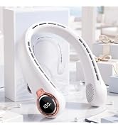 BNBZ Portable Neck Fan, 6000mAh Rechargeable Fan Blows Cold Air with LED Display, 4 Speeds, 20H R...
