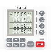 FCXJTU Digital Dual Kitchen Timer, 4-Channel Magnetic Countdown Timer for Cooking, On/Off, Large ...
