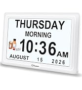 Soobest Dementia Clocks for Seniors, 7” Digital Date Clock Large Display | 20 Alarm Reminders 3 R...