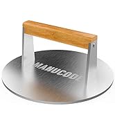 Manucode Stainless Steel Grill Press, Heavy-Duty Smash Burger Press with Wooden Handle, 9 Inches ...