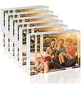 Egofine 4x6 Acrylic Frames 6 Pack, 20mm Thicker Frameless Clear Picture Frames, Double Sided Magn...