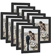 HappyHapi 4x6 Inch Picture Frames,Set of 10 Wooden Picture Frames, Tabletop or Wall Display Decor...