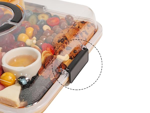 Renmxj Charcuterie Board with Clear Lid, Travel Portable Cheese Board Charcuterie Boxes