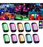 Rock Lights for Trucks, 36LED Full Angle RGB Led Rock Lights with APP/RF Control Flashing Music M...