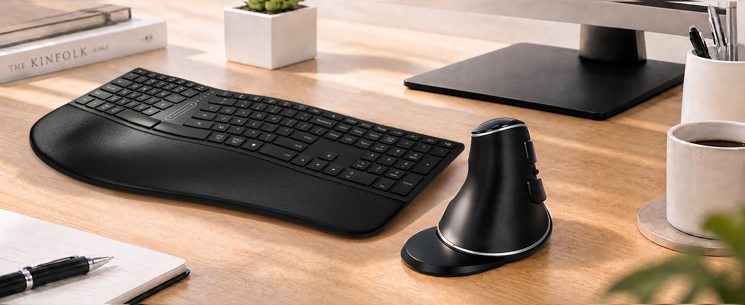 DELUX Wireless Ergonomic Vertical Mouse,Ergo Mouse for Large Hands (M618PD)