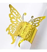 MORGIANA 3D Butterfly Napkin Ring, 50pcs Laser Disposable Paper Napkin Holders for Weddings Party...