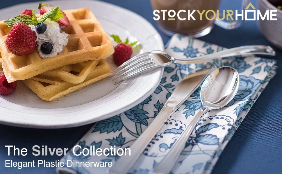 Silver Plastic Knives 125 Pack Disposable Cutlery Knife for Dinner and Dessert, Heavy-Duty Flatware