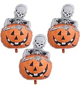 HADCKJA Skull Pumpkin Balloon Halloween Balloons Skeleton Pumpkin Foil Balloons for Halloween-The...