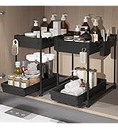 Sevenblue 2 Pack Under Sink Organizers and Storage, 2 Tier Sliding Bathroom organizer,Multi-Use U...
