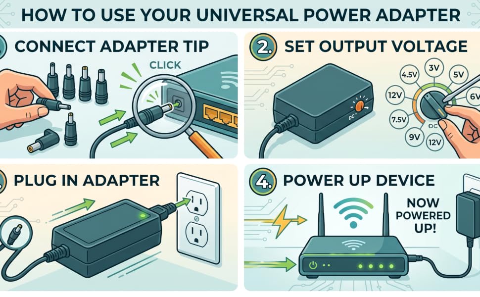 easy to use the power adapter