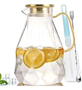 Yirilan Glass Pitcher, 3 Liter Water Pitcher With Lid, Iced Tea Pitcher for Fridge, Glass Water C...