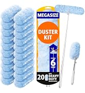 6 ft Extendable Duster Handle with 20 Refills, Compatible with Swiffer, Disposable Microfiber Dus...