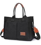 ALUWU Large Canvas Tote Bag for Women With Pockets Crossbody Handbags for Work