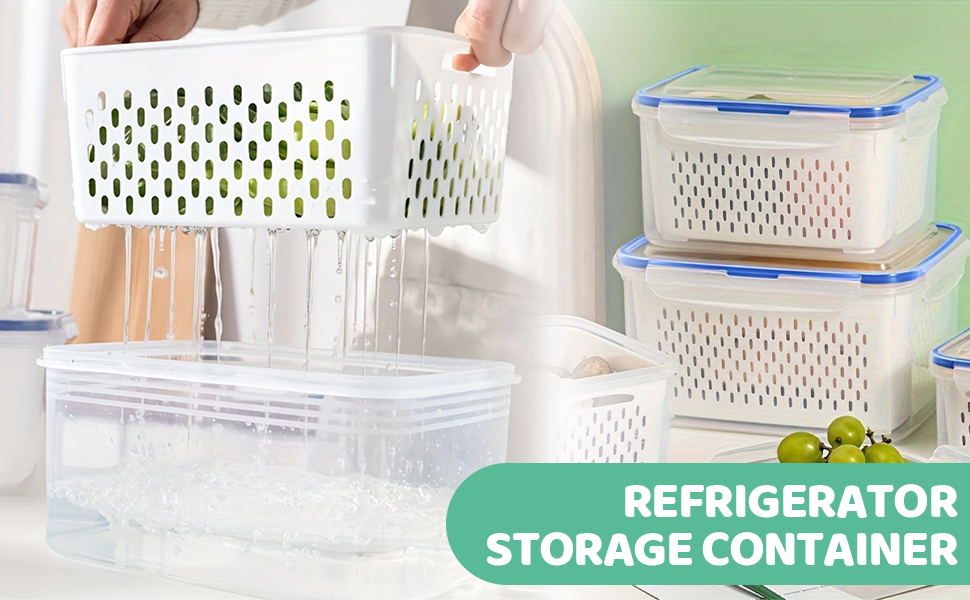 Fruit Storage Containers for Fridge with Removable Colanders