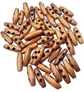 50 Pieces Brown Olive Shape Wooden Toggles Buttons 2 Holes Sewing Buttons for Clothes Decor Faste...