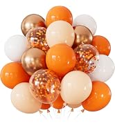 Adeyoo Fall Balloons, 50Pcs Orange White Nude Copper Confetti Balloons | 12 Inch Orange and White...