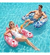 Korlon Inflatable Pool Floats, 3Pack/2Pack/ 1Pack Adult Pool Float Chair with Cup Holders & Handl...