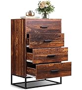 WLIVE Dresser for Bedroom with 4 Drawers, Chest of Drawers, Tall Dresser Drawers with Sturdy Meta...