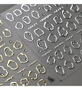 Silver Gold Nail Art Stickers Decals 5D Embossed Self Adhesive Nail Decals for Nail Art Silver Go...