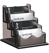 Uniclife Acrylic Business Card Holder for Desk 4 Slots Horizontal Business Card Display Stand for...