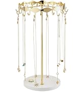 Lolalet Necklace Organizer Holder, Jewelry Display Rack Tree Stand with 26 Hooks & Metal Base Tra...