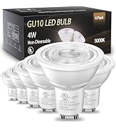 TJOY GU10 LED Light Bulbs Non-Dimmable, 4W, 5000K Daylight White, 300LM, Equivalent 35W, 2 Prong ...